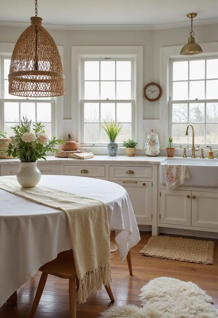 19 Dreamy Castlecore Kitchen Ideas That Feel Straight Out of a Fairytale (Wait Until You See #7!) - 12. Soft Textiles and Fabrics