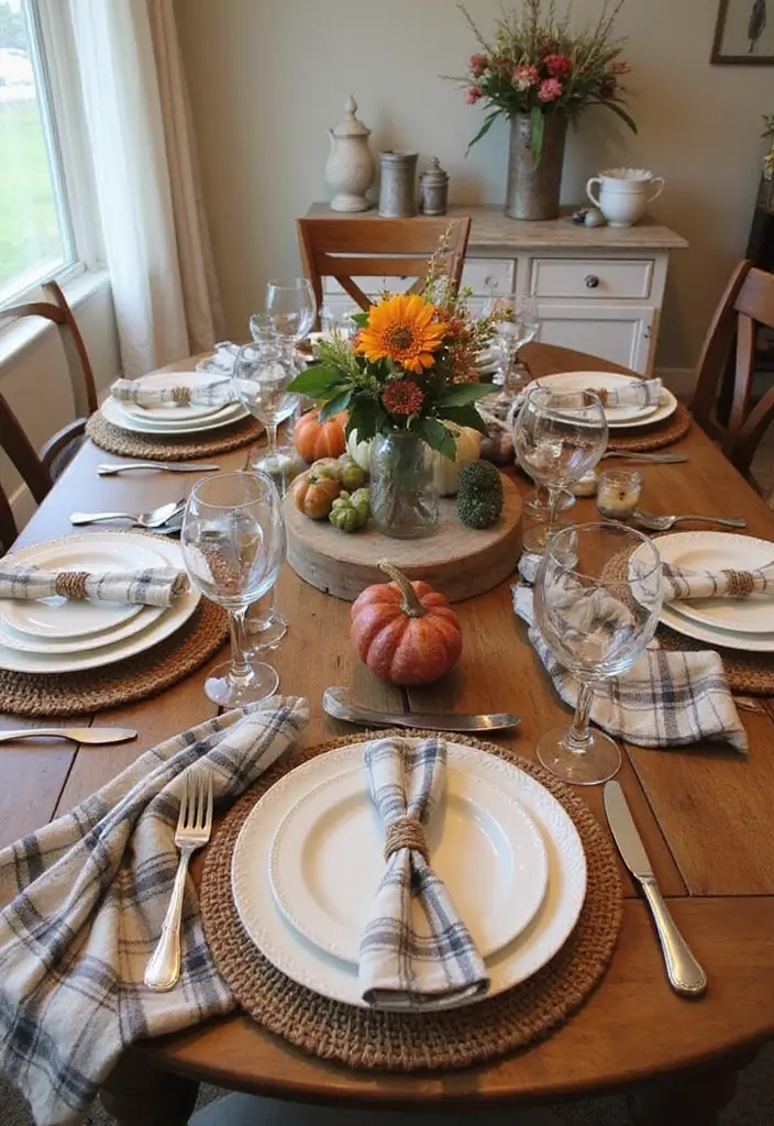 12 Elegant Thanksgiving Tablescape Ideas to Elevate Your Holiday Dinner! - 9. Farmhouse Chic