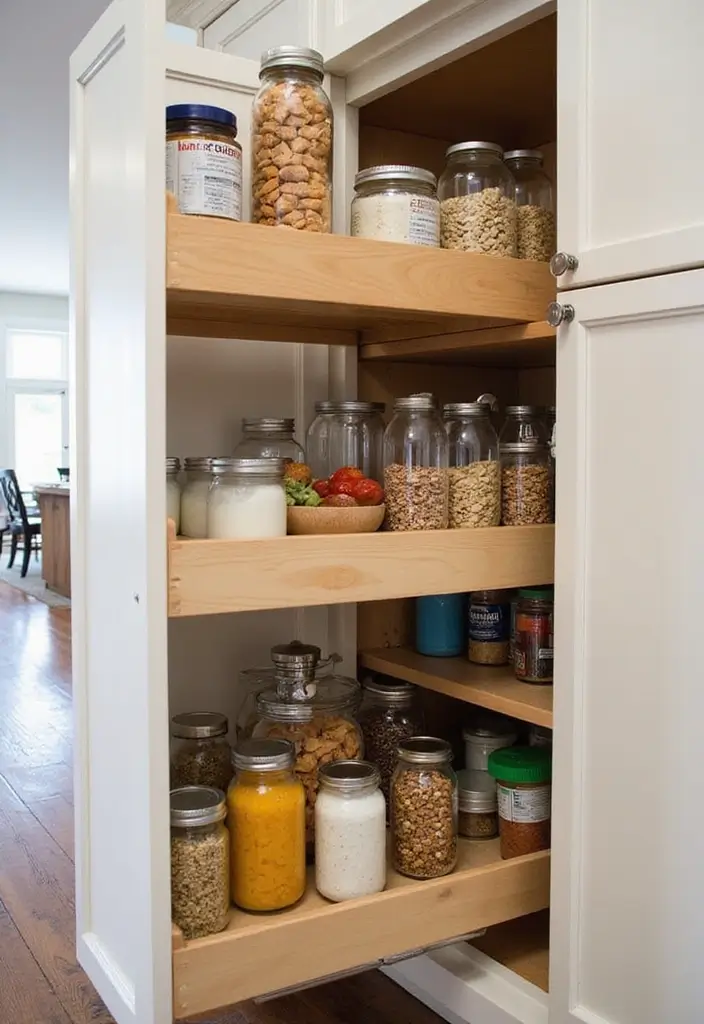 22 Clever Kitchen Storage Ideas That Will Change Your Life (Don't Miss #11!) - 5. Pull-Out Pantry Shelves
