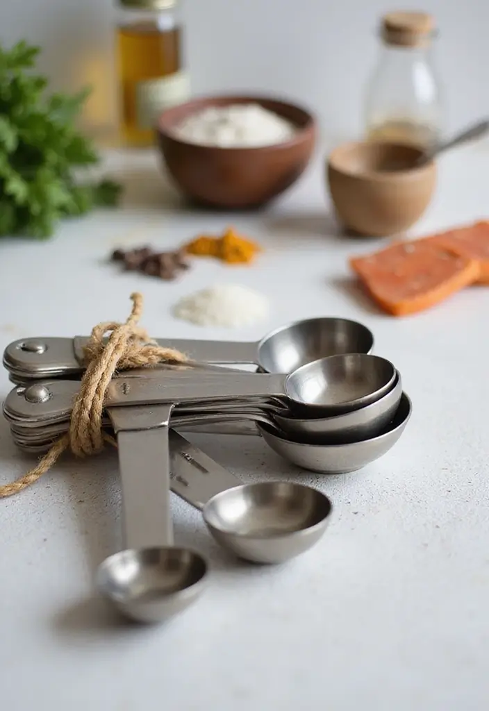 21 Genius Kitchen Hacks That’ll Instantly Upgrade Your Cooking Game (Don’t Miss #11!) - 20. Save Your Measuring Spoons with a Rubber Band