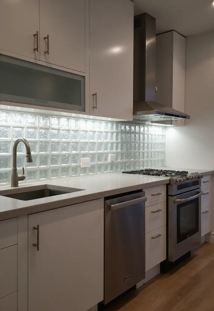 21 Backlit Kitchen Backsplash Ideas That Will Instantly Elevate Your Space (Wait Until You See #7!) - 7. Ethereal Glass Block