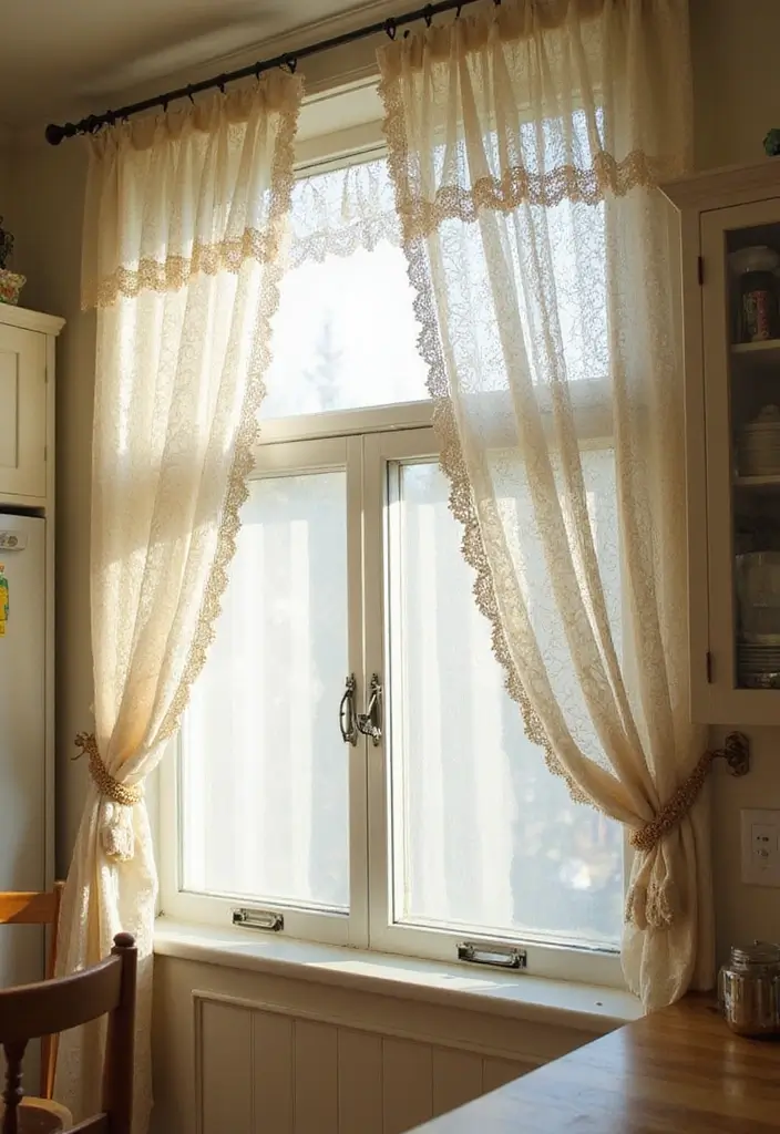 19 Dreamy Castlecore Kitchen Ideas That Feel Straight Out of a Fairytale (Wait Until You See #7!) - 4. Dreamy Curtains and Drapes
