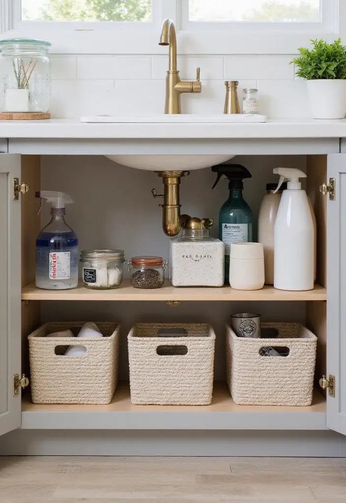 22 Clever Kitchen Storage Ideas That Will Change Your Life (Don't Miss #11!) - 6. Baskets for Under-Sink Storage