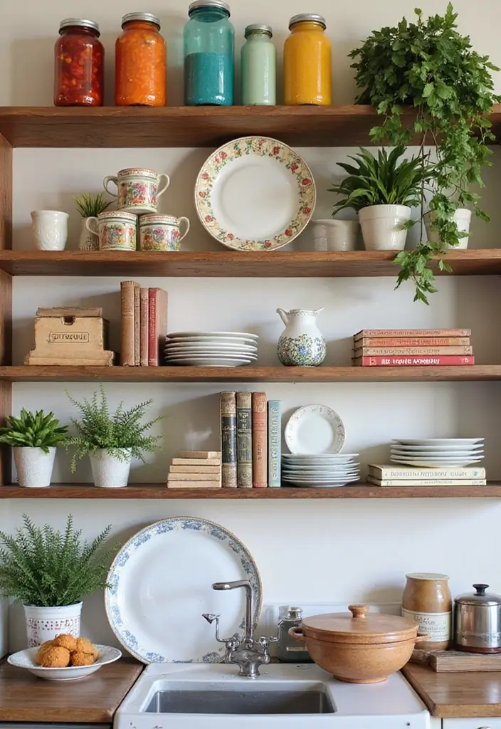 19 Dreamy Castlecore Kitchen Ideas That Feel Straight Out of a Fairytale (Wait Until You See #7!) - 9. Delightful Open Shelving