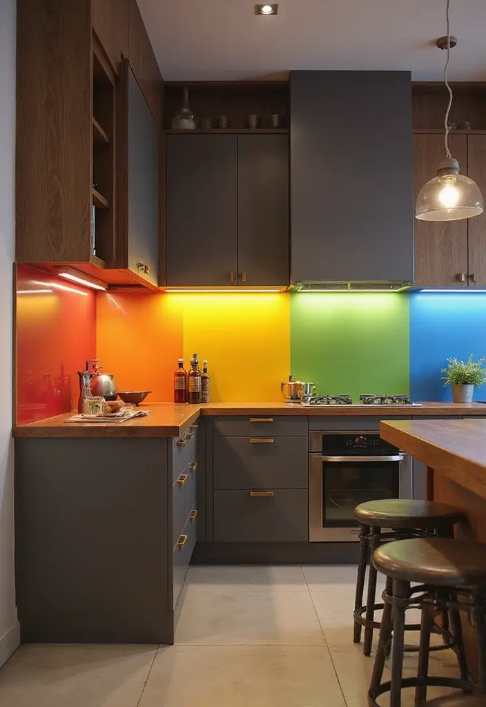 21 Backlit Kitchen Backsplash Ideas That Will Instantly Elevate Your Space (Wait Until You See #7!) - 9. Color-Blocked Designs