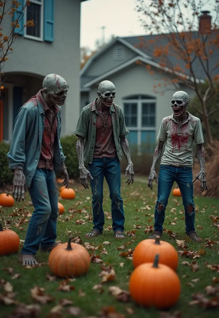 21 Haunting Halloween Outdoor Decor Ideas That Will Make Your Yard the Talk of the Block! - 14. Zombie Outbreak