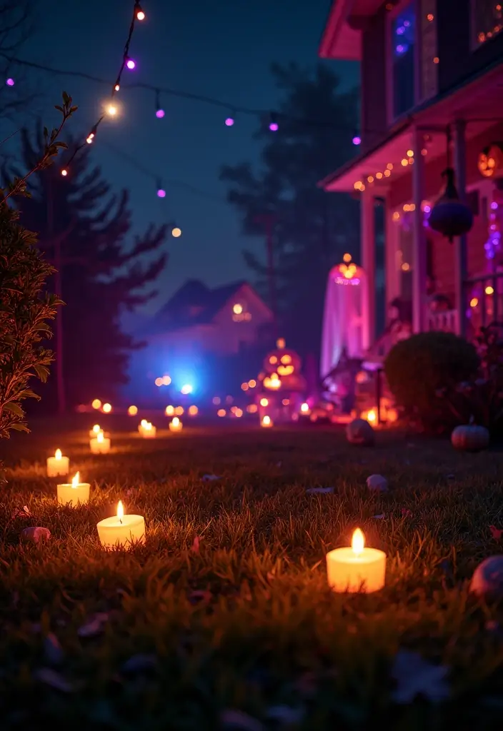 21 Haunting Halloween Outdoor Decor Ideas That Will Make Your Yard the Talk of the Block! - 6. Eerie Light Displays