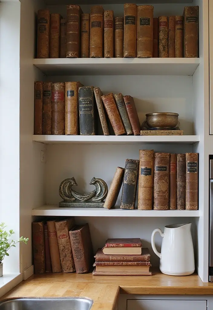 19 Dreamy Castlecore Kitchen Ideas That Feel Straight Out of a Fairytale (Wait Until You See #7!) - 17. Nostalgic Cookbooks