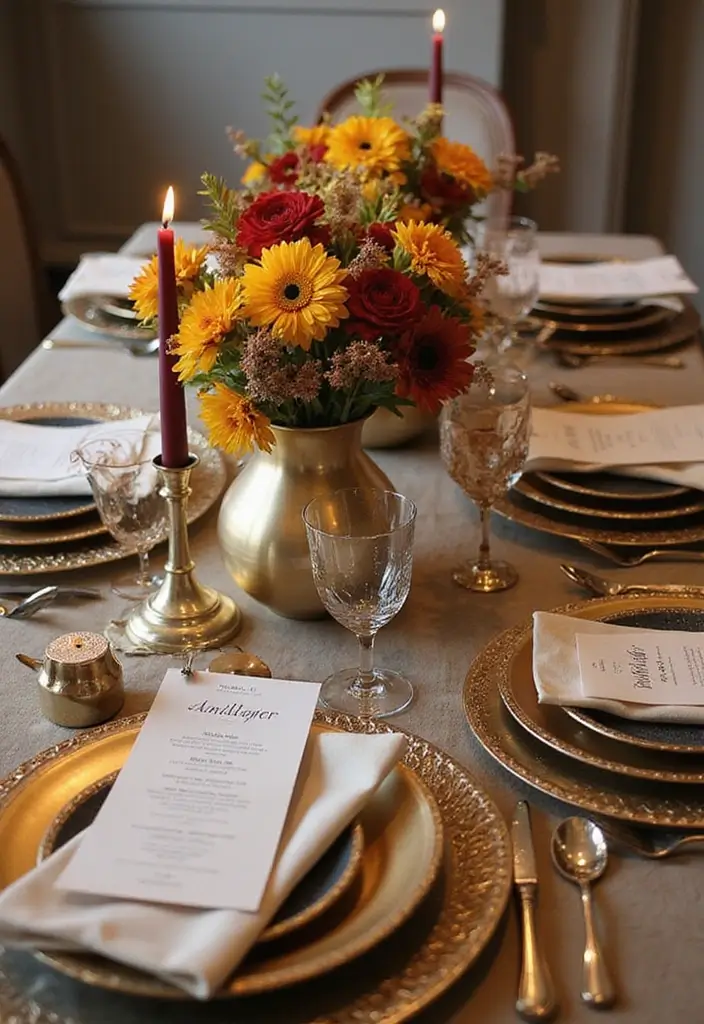 12 Elegant Thanksgiving Tablescape Ideas to Elevate Your Holiday Dinner! - 8. Elegant Metallic Accents