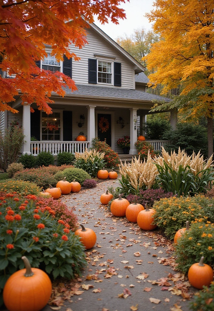 21 Haunting Halloween Outdoor Decor Ideas That Will Make Your Yard the Talk of the Block! - 13. Festive Fall Foliage
