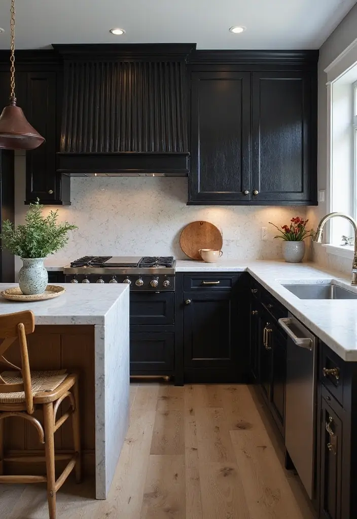 15 Fluted Kitchen Cabinet Ideas That’ll Instantly Elevate Your Space (Just Wait Until You See #6!) - 7. Textured Black