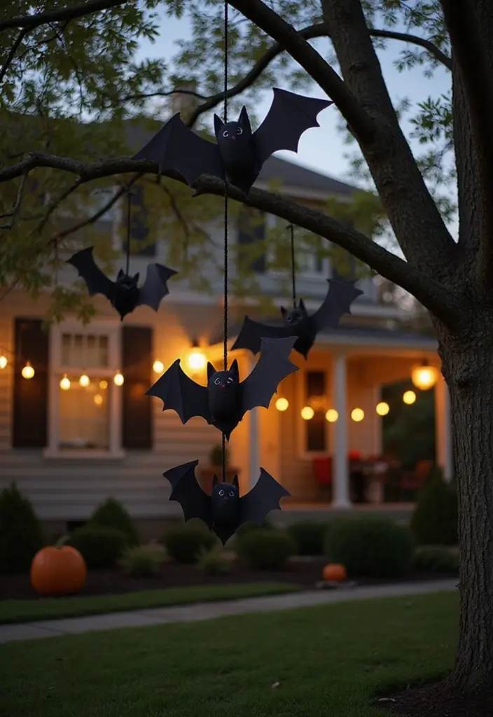 21 Haunting Halloween Outdoor Decor Ideas That Will Make Your Yard the Talk of the Block! - 11. Bouncing Bats