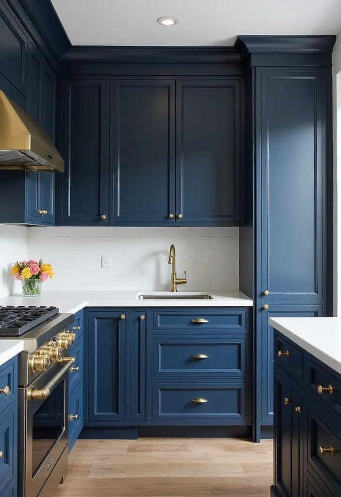15 Fluted Kitchen Cabinet Ideas That’ll Instantly Elevate Your Space (Just Wait Until You See #6!) - 2. Bold Navy Blue