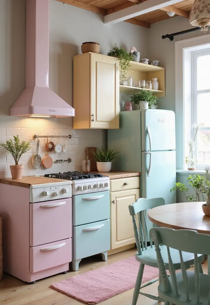 19 Dreamy Castlecore Kitchen Ideas That Feel Straight Out of a Fairytale (Wait Until You See #7!) - 18. Vintage-Inspired Appliances