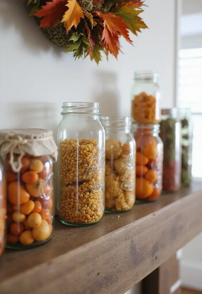 10 Budget-Friendly Fall Decorations That Look Luxurious (You Won't Believe How Cheap #5 Is!) - 6. Glass Jars Filled with Autumn Finds