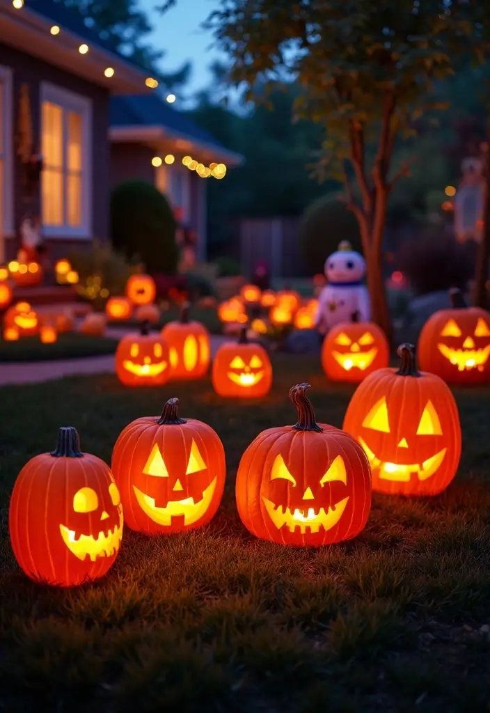 21 Haunting Halloween Outdoor Decor Ideas That Will Make Your Yard the Talk of the Block! - 12. Enchanted Pumpkin Lights