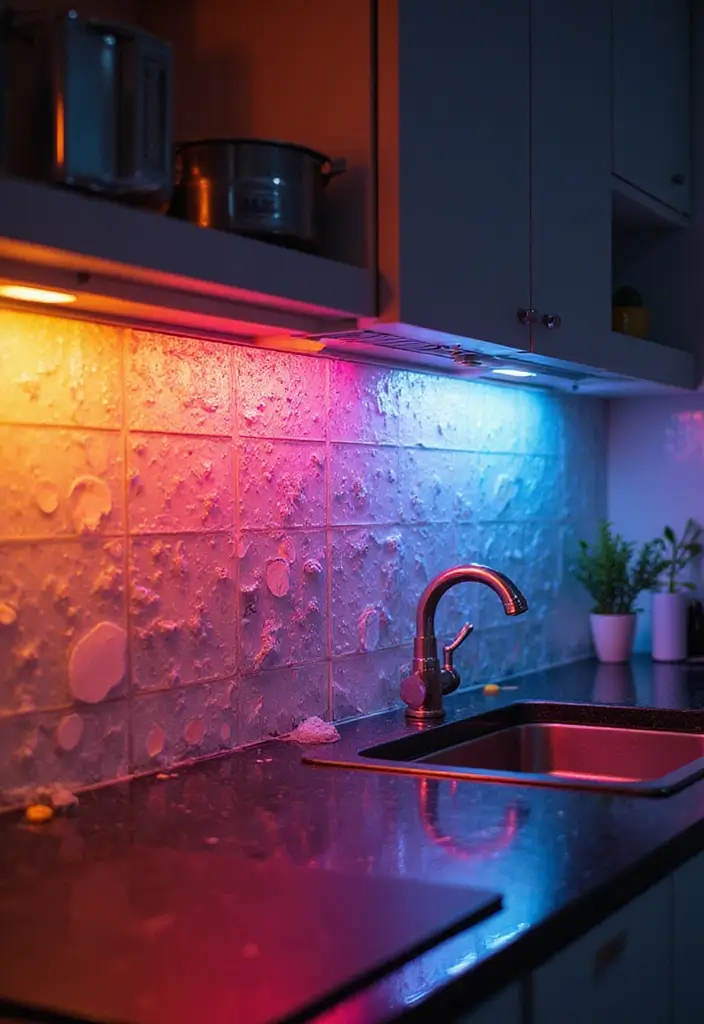 21 Backlit Kitchen Backsplash Ideas That Will Instantly Elevate Your Space (Wait Until You See #7!) - 1. Glass Tile Magic