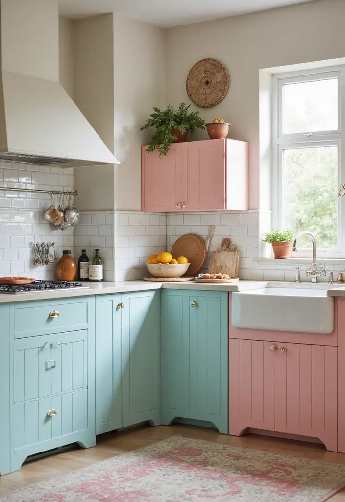 15 Fluted Kitchen Cabinet Ideas That’ll Instantly Elevate Your Space (Just Wait Until You See #6!) - 6. Playful Pastels