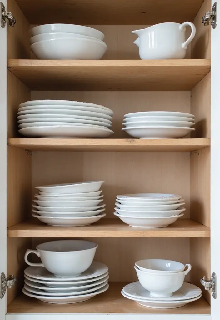 22 Clever Kitchen Storage Ideas That Will Change Your Life (Don't Miss #11!) - 15. Shelf Risers for Plates and Bowls