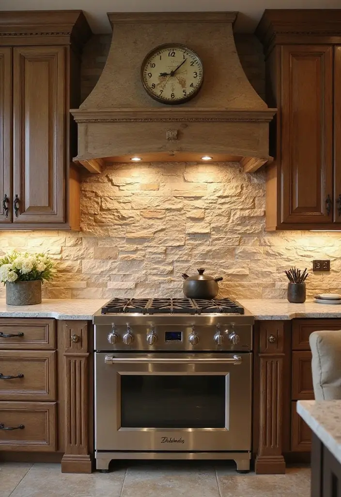 21 Backlit Kitchen Backsplash Ideas That Will Instantly Elevate Your Space (Wait Until You See #7!) - 3. Stone Elegance