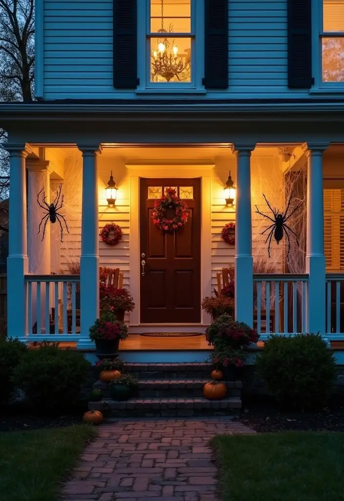21 Haunting Halloween Outdoor Decor Ideas That Will Make Your Yard the Talk of the Block! - 1. Sinister Spider Webs