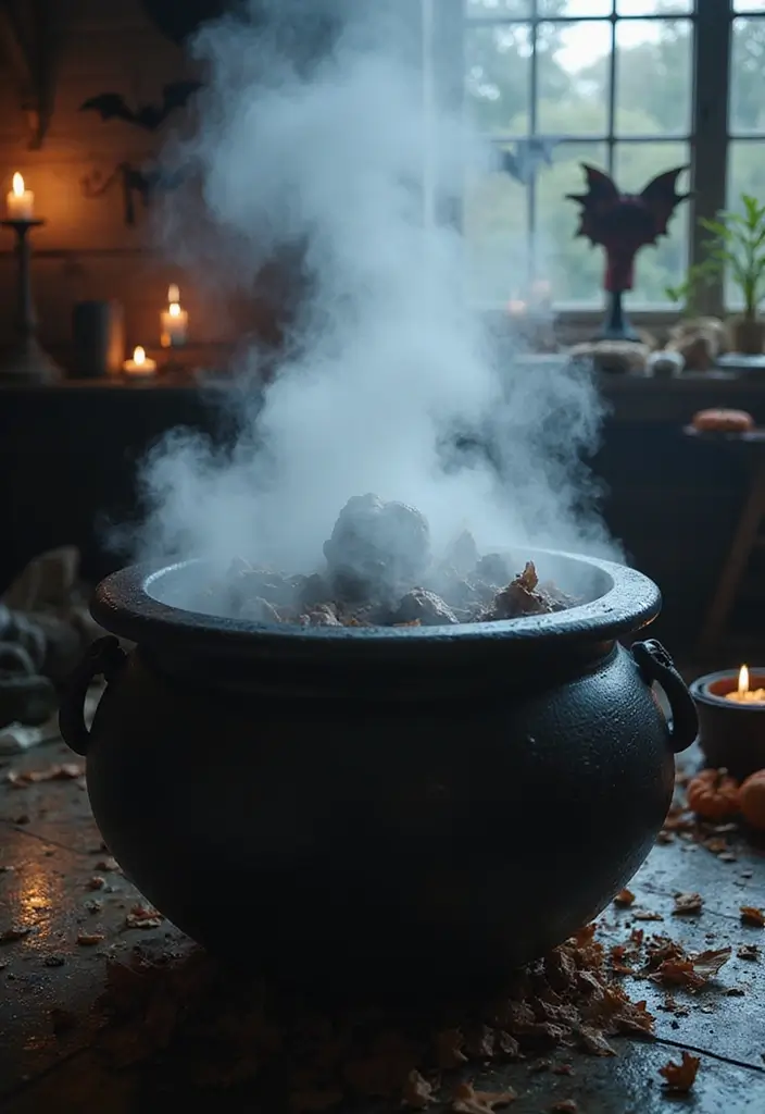 21 Haunting Halloween Outdoor Decor Ideas That Will Make Your Yard the Talk of the Block! - 19. Chilling Cauldron