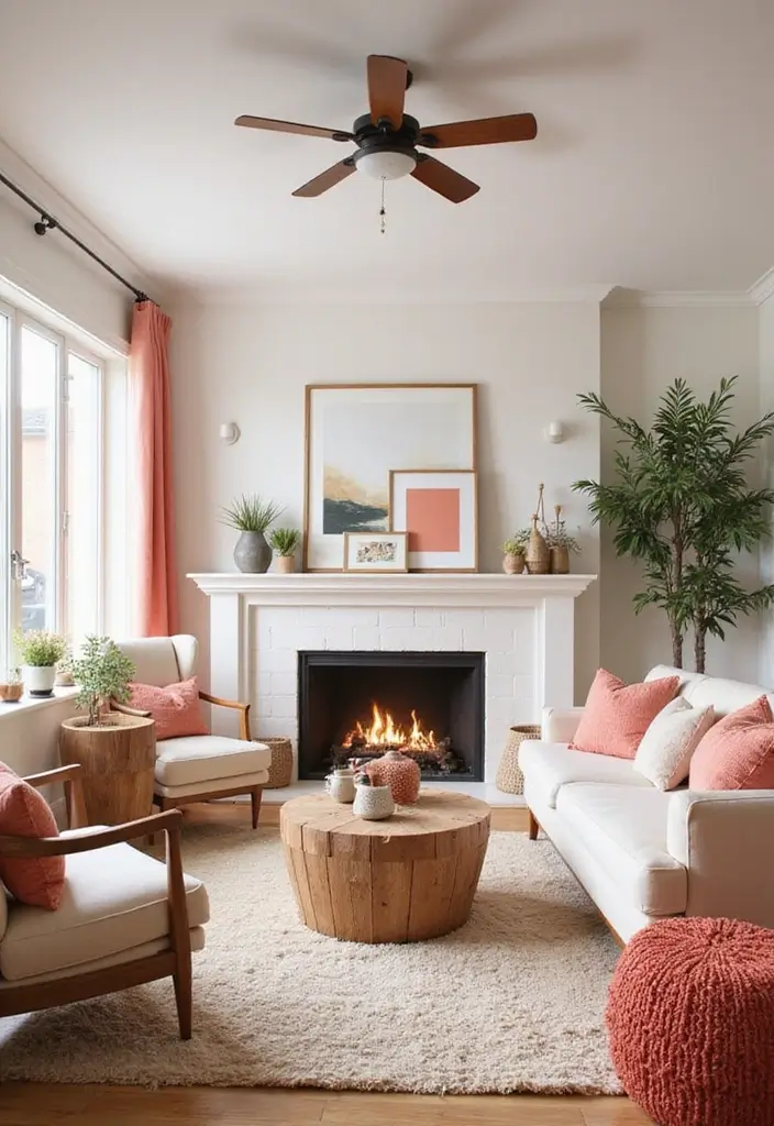 11 Earthy Living Room Color Ideas That Wrap Your Space in Warmth & Serenity - 10. Soft Coral for Warmth and Fun