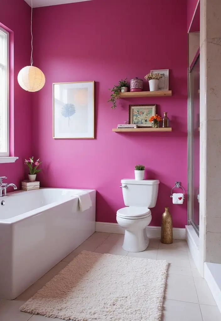 25 Bold Bathroom Color Ideas That Drench Your Space in Vibrance & Personality - 25. Bold Fuchsia