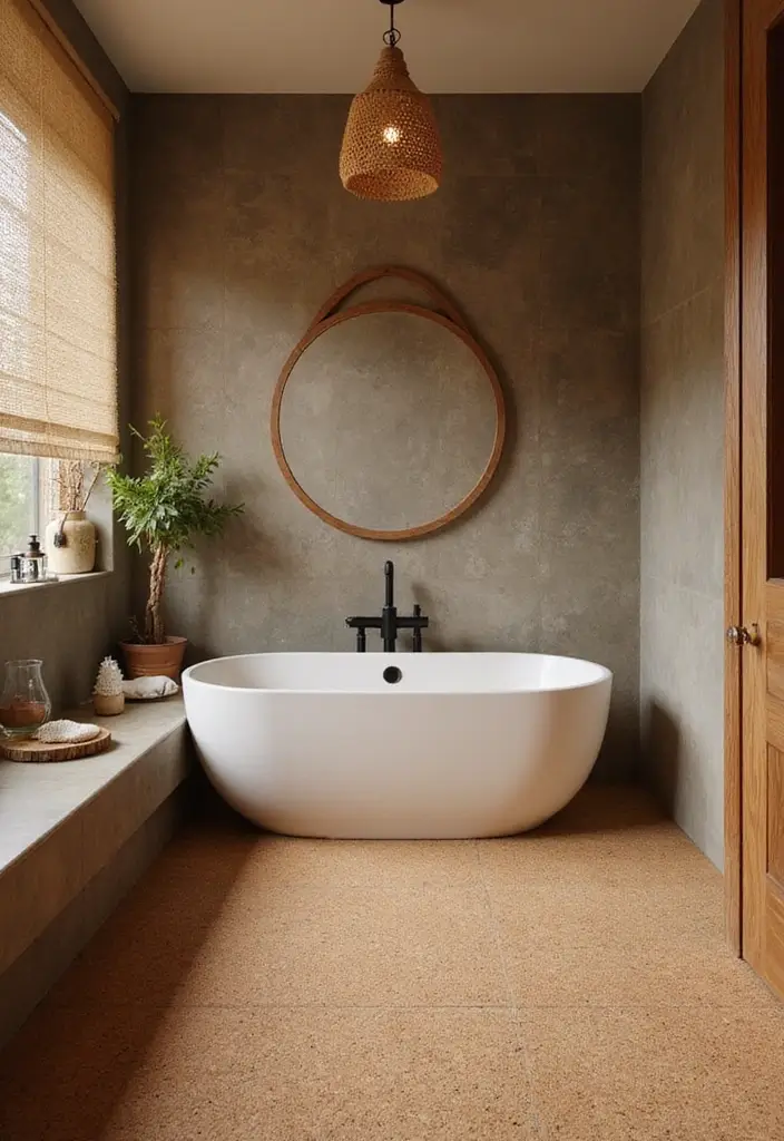 19 Sustainable Bathroom Material Ideas That Blend Eco-Friendly Design & Timeless Style - 4. Cork Flooring