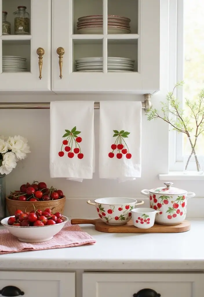 17 Cherry Vibe Decor Ideas You’ll Fall in Love With - 3. Cherry-Themed Kitchen Decor