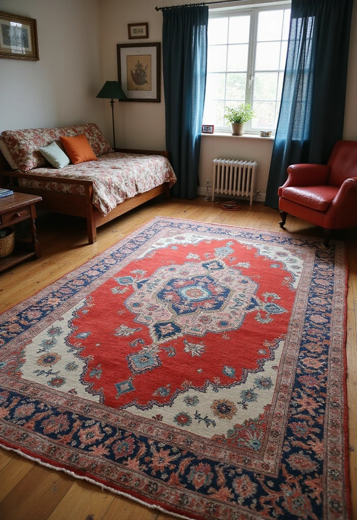 13 Vintage Bedroom Decor Ideas That Radiate Timeless Charm - 7. Vintage Rugs