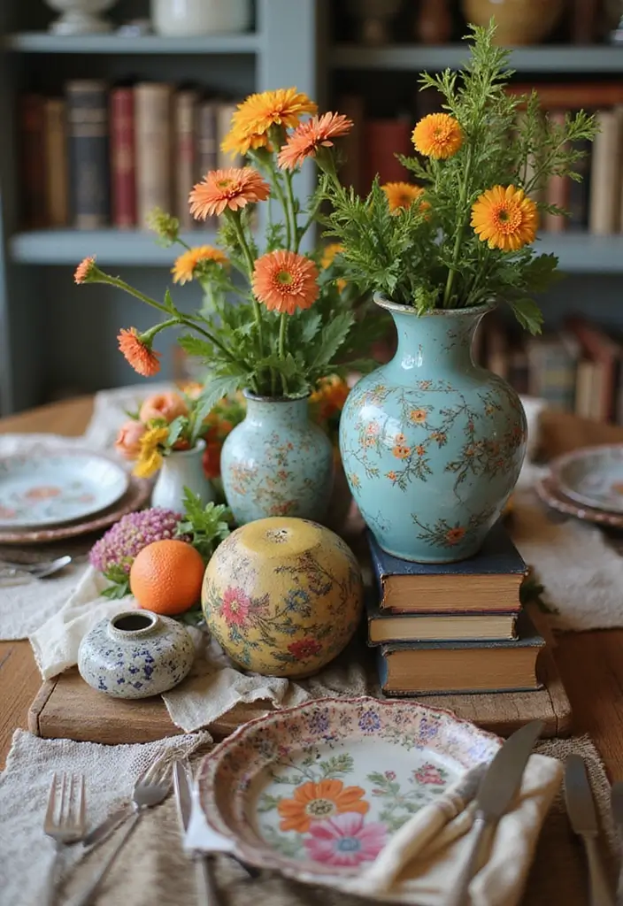 19 Vintage Maximalism Decor Ideas You’ll Want to Copy - 15. Eclectic Centerpieces