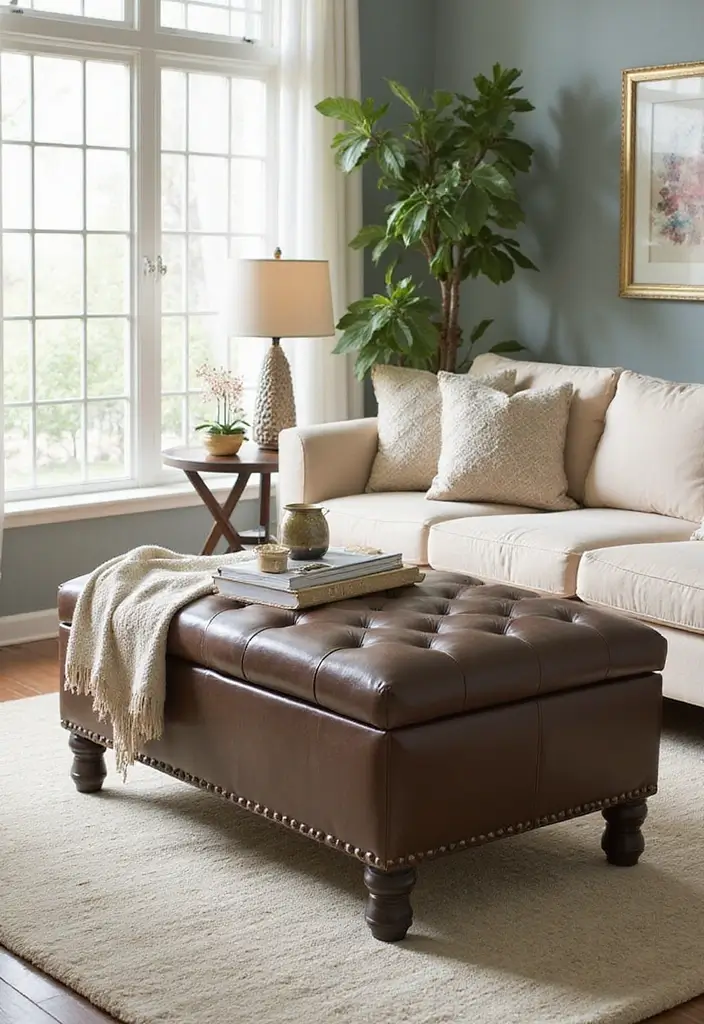 13 Curved Living Room Furniture Ideas That Flow With Style & Comfort - 12. Curved Storage Ottomans