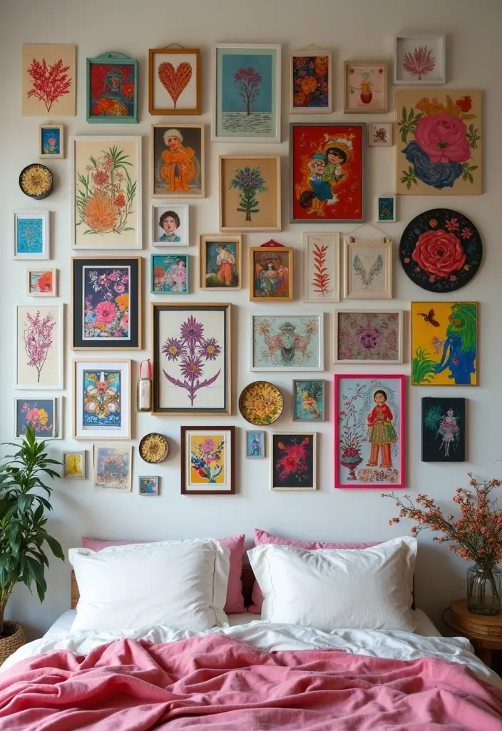 13 Color-Drenched Bedroom Ideas That Turn Up the Drama (You Won’t Believe #7!) - 6. Eclectic Art Displays