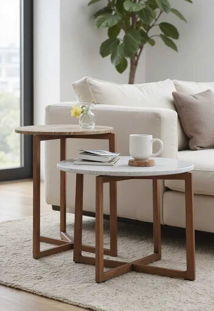 13 Curved Living Room Furniture Ideas That Flow With Style & Comfort - 5. Elegant Curved Side Tables