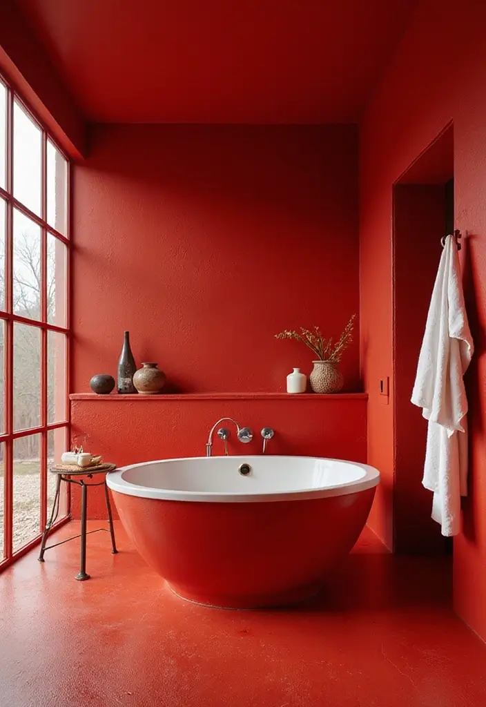 25 Bold Bathroom Color Ideas That Drench Your Space in Vibrance & Personality - 20. Fiery Red