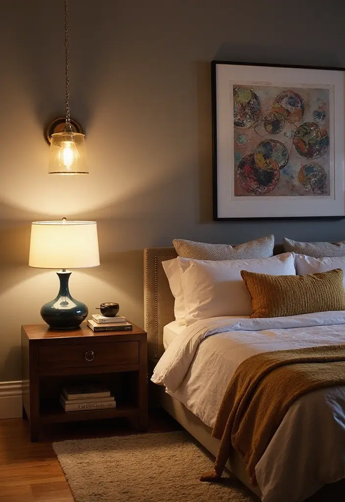 13 Color-Drenched Bedroom Ideas That Turn Up the Drama (You Won’t Believe #7!) - 7. Statement Lighting