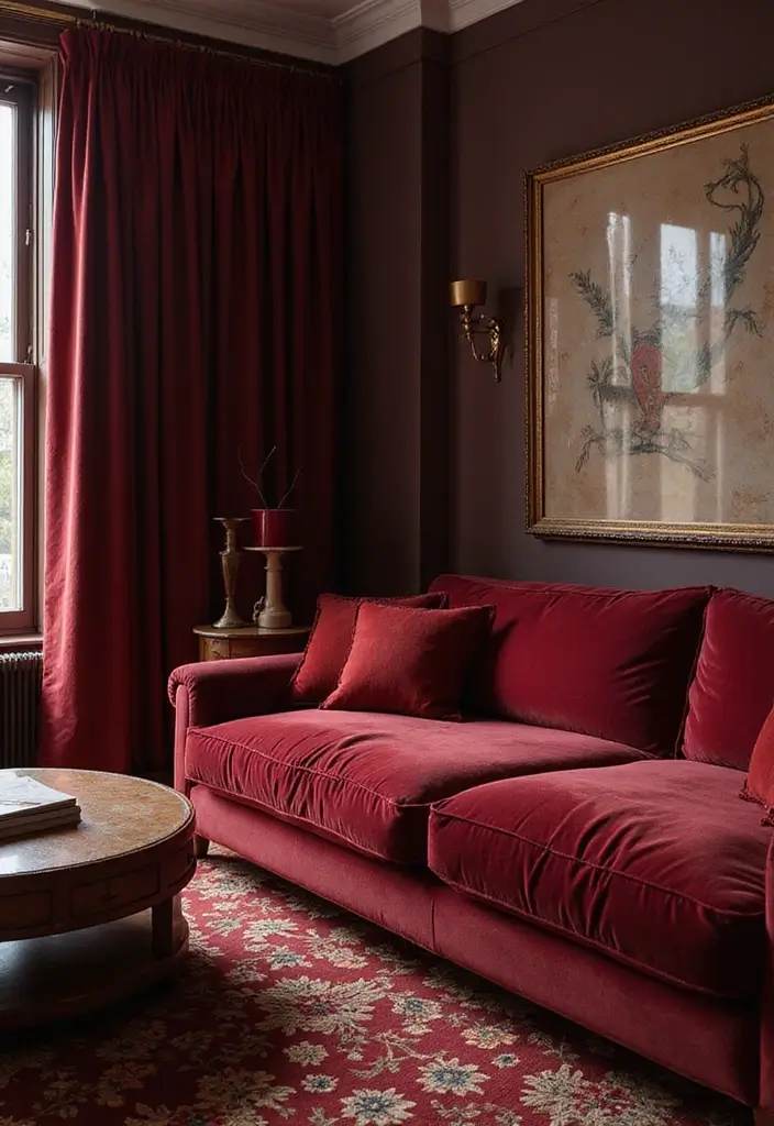 19 Dark Cherry Red Decor Ideas That Feel Seductive & Bold - 2. Plush Furniture for a Luxurious Vibe