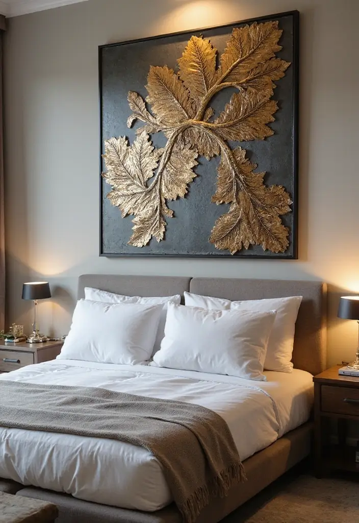 11 Textured Bedroom Wall Ideas That Add Depth & Soul (Wait Until You See #5!) - 10. Metal Wall Art