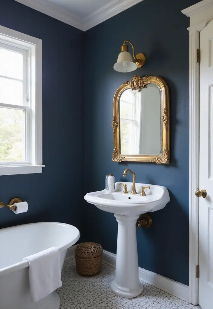 25 Bold Bathroom Color Ideas That Drench Your Space in Vibrance & Personality - 6. Classic Navy