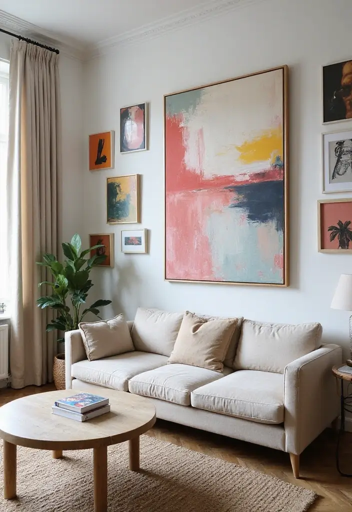 11 Maximalist Living Room Ideas That Burst With Personality & Style - 4. Statement Art Pieces