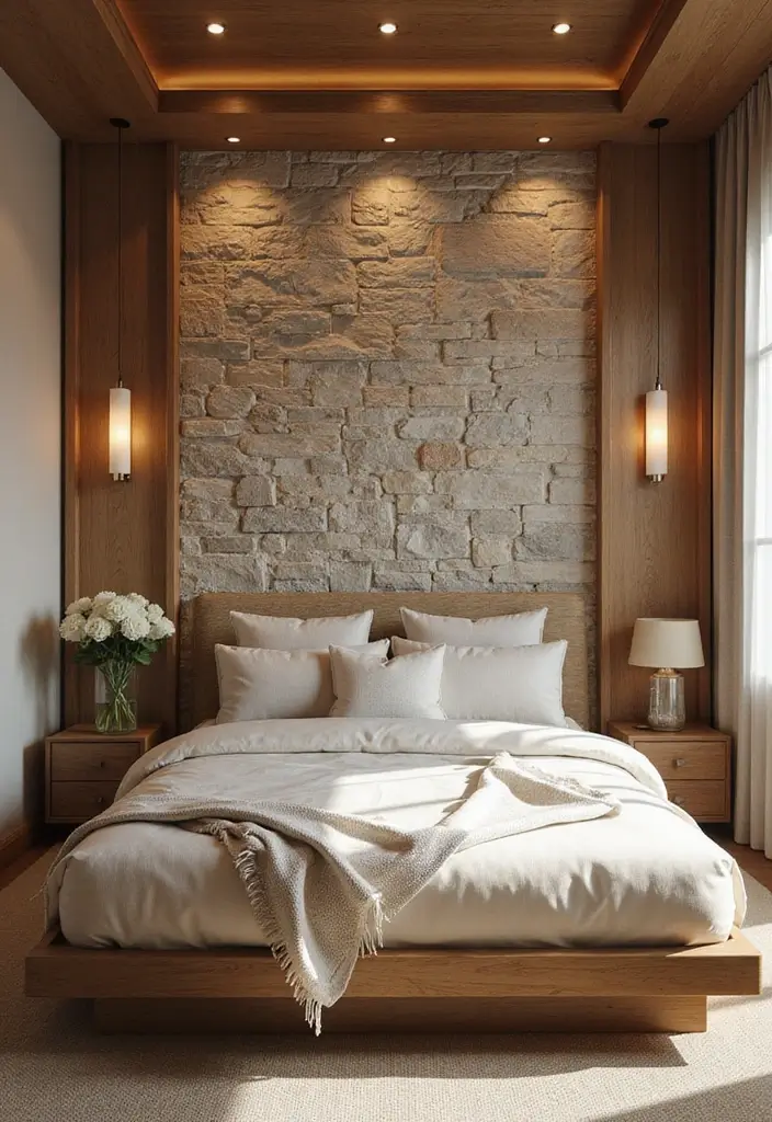11 Textured Bedroom Wall Ideas That Add Depth & Soul (Wait Until You See #5!) - 8. Natural Stone Accents