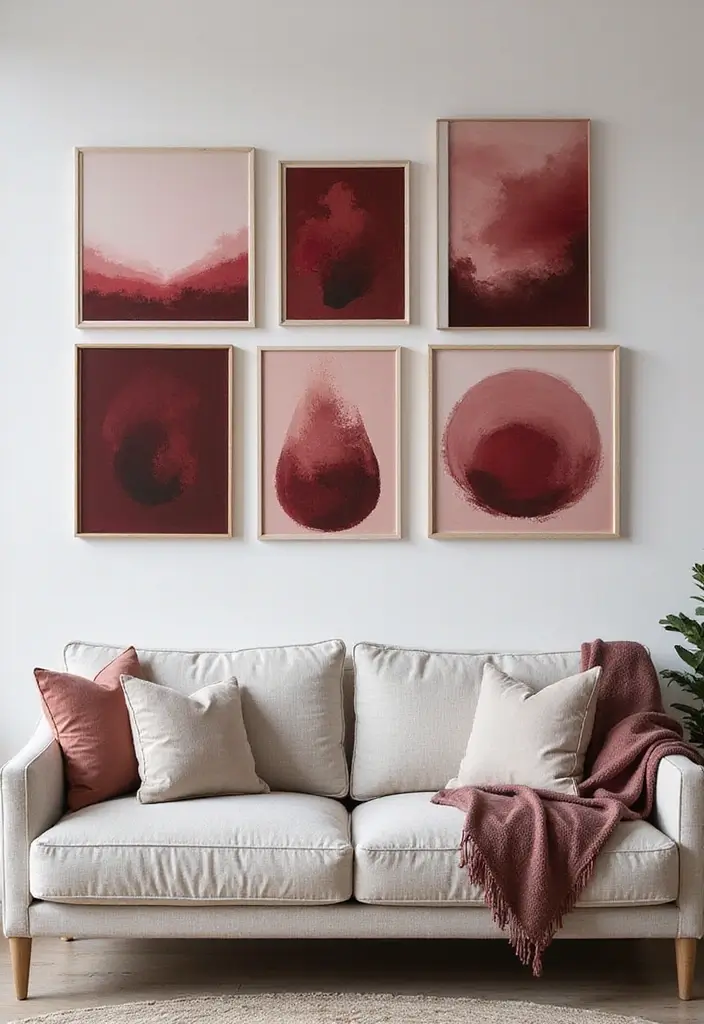 19 Dark Cherry Red Decor Ideas That Feel Seductive & Bold - 15. Dark Cherry Red in Artwork Displays