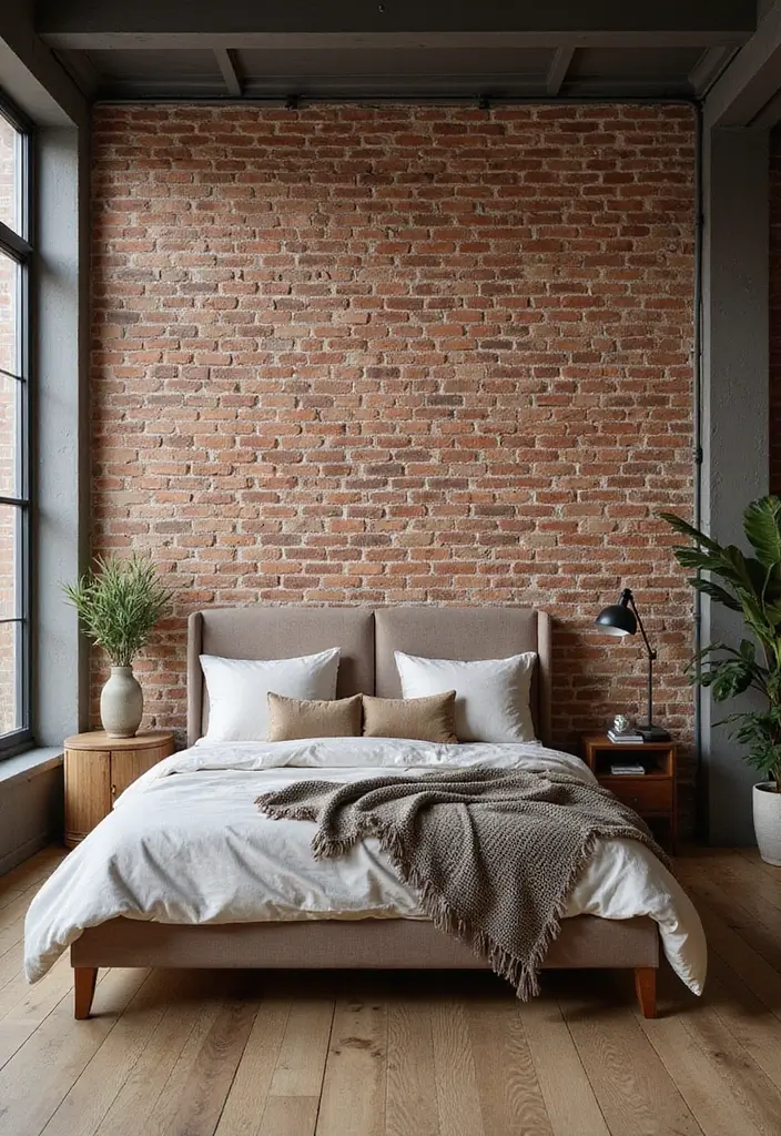 11 Textured Bedroom Wall Ideas That Add Depth & Soul (Wait Until You See #5!) - 3. Statement Brick Walls