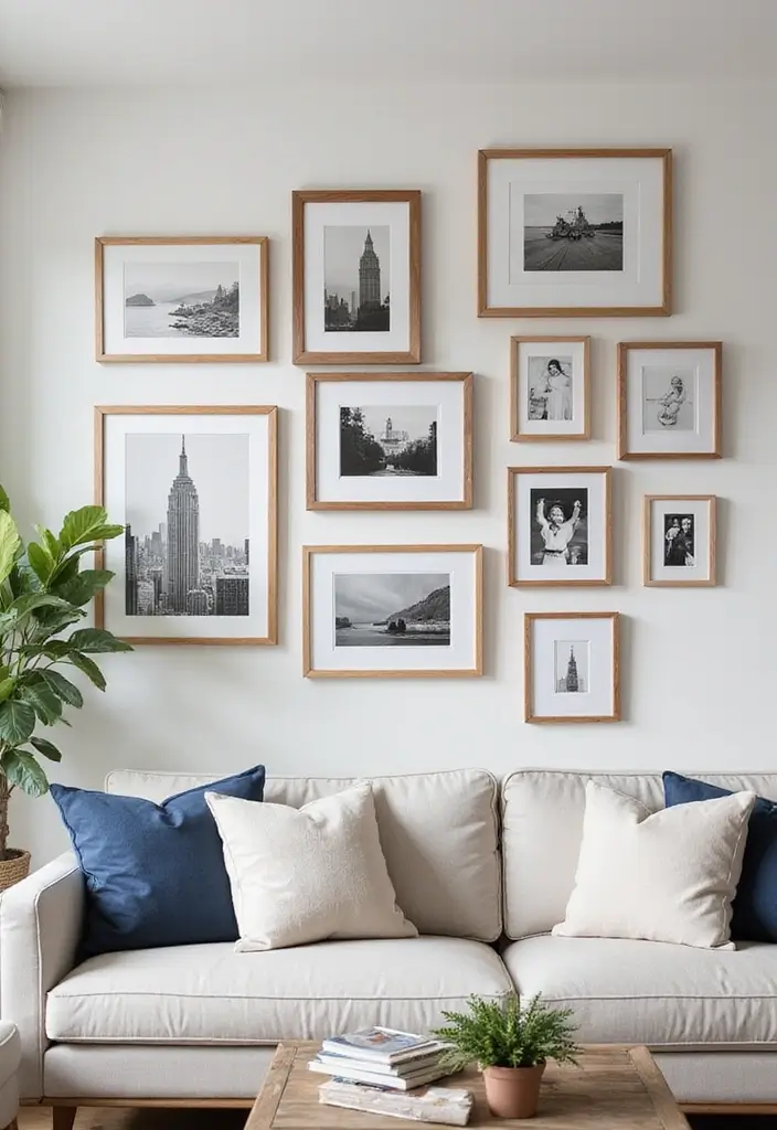 13 Cozy Living Room Decor Ideas That Wrap Your Space in Warmth & Style - 3. Create a Gallery Wall
