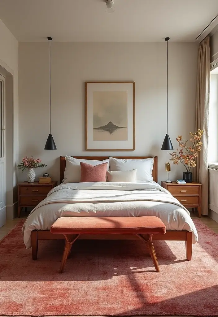 13 Cherry Bedroom Ideas That Feel Bold & Romantic - 11. Cherry-Inspired Area Rugs