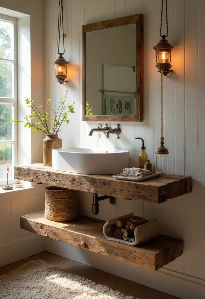8 Floating Bathroom Vanity Ideas That Merge Modern Style & Space-Saving Design - 2. Rustic Charm