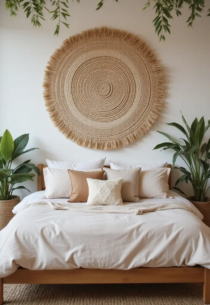 13 Natural Material Bedroom Ideas That Feel Organic & Effortlessly Elegant - 4. Woven Textile Wall Hangings