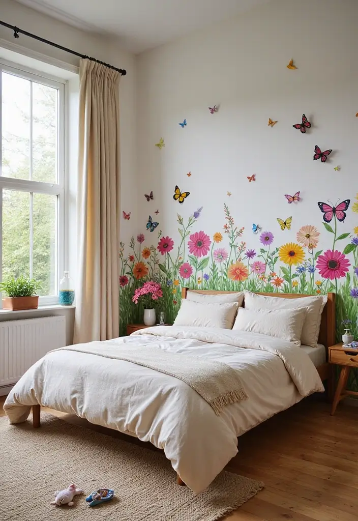 11 Hand-Painted Wall Pattern Ideas That Transform Any Space With Artful Charm - 2. Whimsical Floral Murals