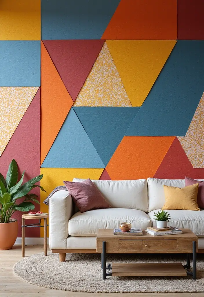 9 Living Room Accent Wall Ideas That Instantly Elevate Your Space - 3. Geometric Patterns